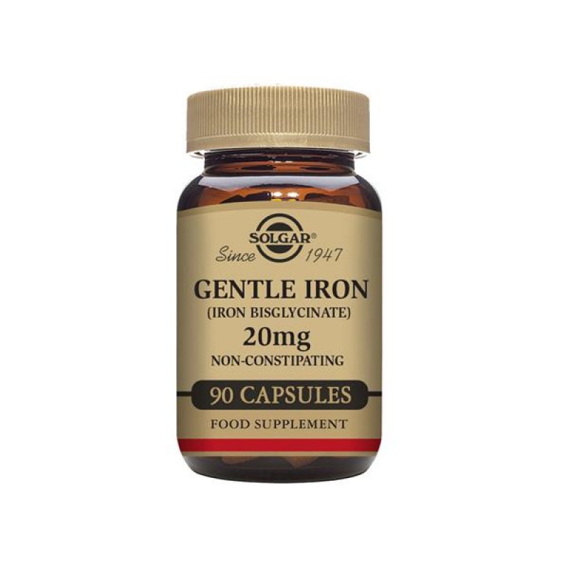 Solgar Gentle Iron 20mg Συμπλήρωμα Διατροφής Σιδήρου που Αναστέλλει τη Σιδηροπενική Αναιμία, 90veg.caps