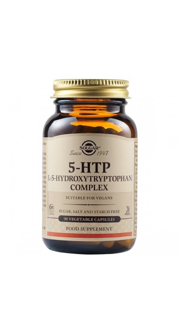 Solgar 5-HTP (5-hydroxytryptophan) Complex 100mg Συμπλήρωμα Διατροφής με 5-Υδροξυ-Τρυπτοφανη, Ιδανικό για Έλεγχο της Όρεξης, τη Σταθερότητα της Διάθεσης & του Ύπνου, 90veg.caps