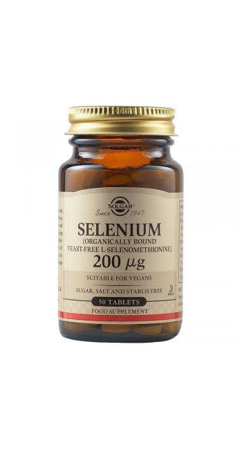 Solgar Selenium 200μg Συμπλήρωμα Διατροφής Σελήνιο Ιδανικό για Τόνωση Ανοσοποιητικού & Υπολειτουργία Θυροειδούς - Υγεία Μαλλιών & Νυχιών, 50tabs