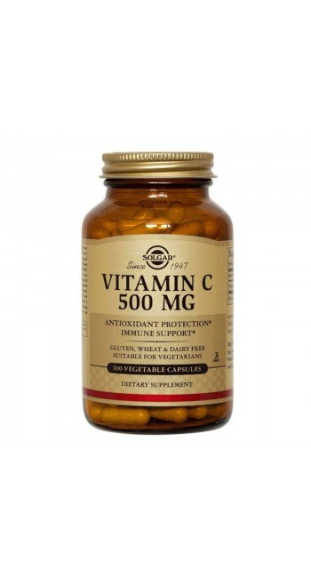 Solgar Vitamin C 500mg Συμπλήρωμα Διατροφής Βιταμίνη C για Ενίσχυση Ανοσοποιητικού, Πρόληψη & Αντιμετώπιση Κρυολογήματος, 100veg. Caps