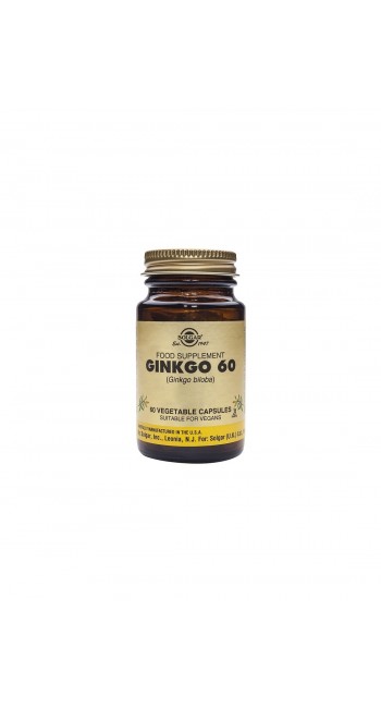 Solgar Ginkgo Biloba 60mg Συμπλήρωμα Διατροφής για Τόνωση & Ενίσχυση Μνήμης - Ιδανικό για Περιπτώσεις Γεροντικής Άνοιας, 60veg.caps