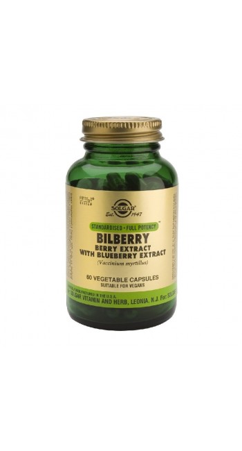 Solgar Bilberry Berry Extract with Blueberry Extract Συμπλήρωμα Διατροφής για Ενίσχυση της Όρασης - Ιδανικό για Άτομα με Πολύωρη Χρήση του Η/Υ, 60veg.caps