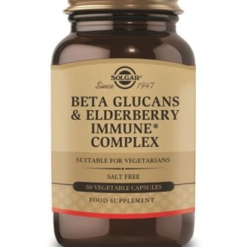 Solgar Beta Glucans & Elderbery Immune Complex Συμπλήρωμα Διατροφής για Ενίσχυση του Ανοσοποιητικού Συστήματος, 60veg.caps