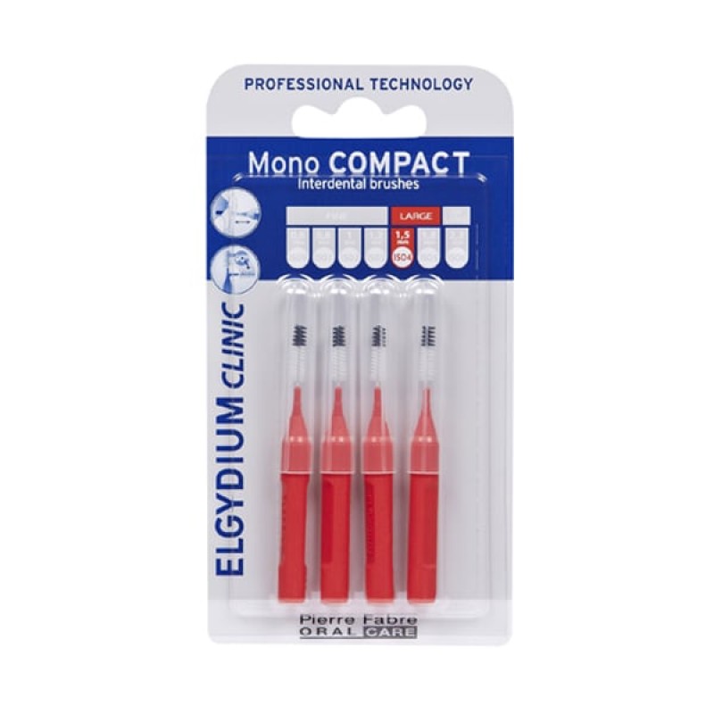 Elgydium Clinic Mono Compact Red 0.7 Μεσοδόντια Βουρτσάκια, 4τμχ 