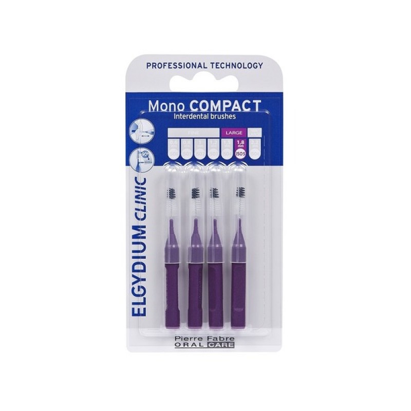 Elgydium Clinic Mono Compact Purple 0.8 Μεσοδόντια Βουρτσάκια, 4τμχ