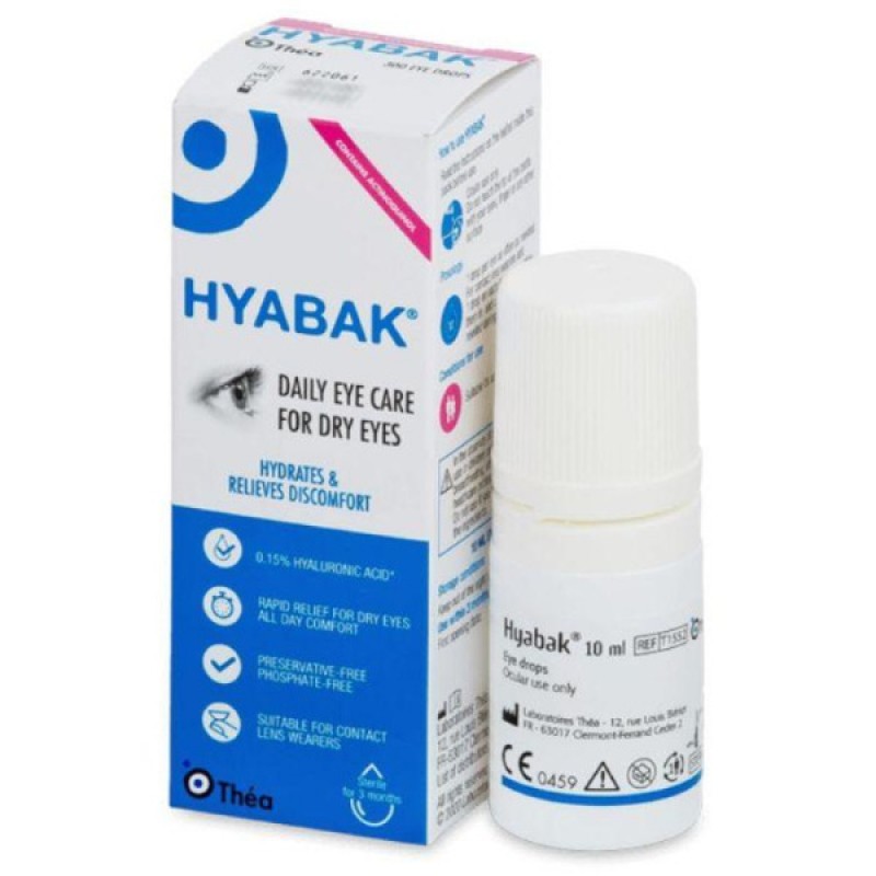 Thea Laboratoires Hyabak Οφθαλμικές Σταγόνες Ιδανικές για Ερεθισμένα Μάτια, 10ml