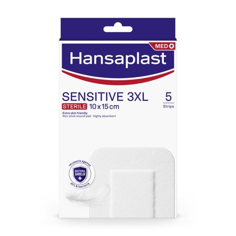 Hansaplast Sensitive 3XL Επιθέματα (10x15cm), 5τμχ