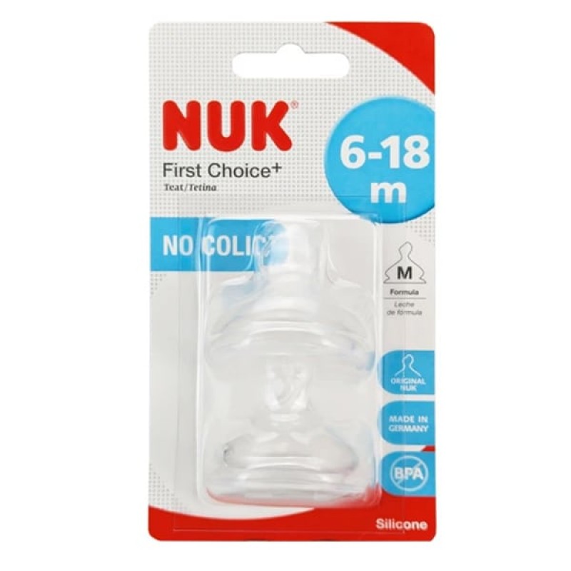 Nuk First Choice Θηλές Σιλικόνης 6-18 Μηνών Medium, 2τμχ 