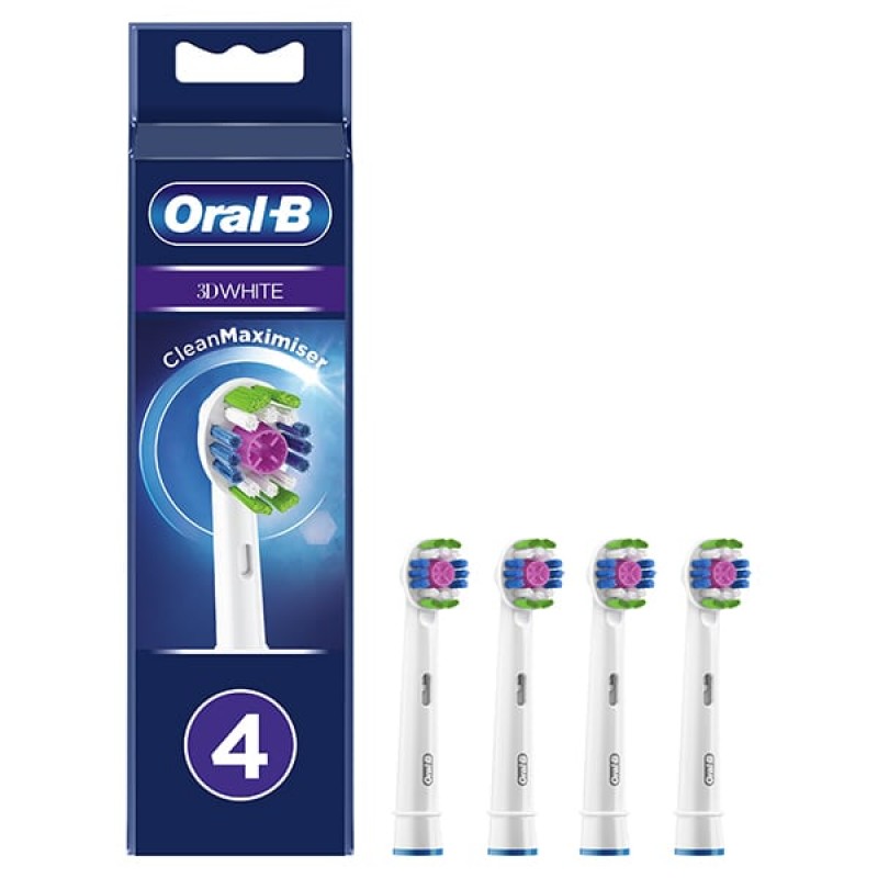 Oral-B 3D White Clean Maximiser Ανταλλακτικές Κεφαλές Ηλεκτρικής Οδοντόβουρτσας, 4τμχ