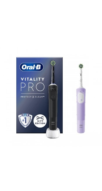 Oral-B Vitality Pro Black & Pink Duo Ηλεκτρικές Οδοντόβουρτσες Μαύρo & Μωβ, 2τμχ