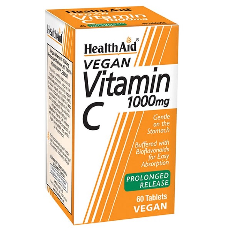 Health Aid Vegan Vitamin C 1000mg, 60 tabs 