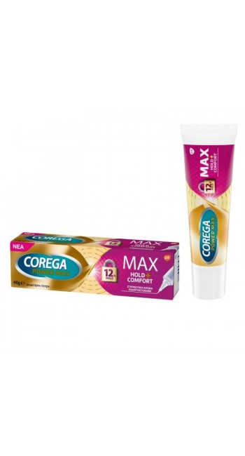 Corega Power Max Hold & Comfort Στερεωτική Κρέμα Τεχνητής Οδοντοστοιχίας, 40gr 