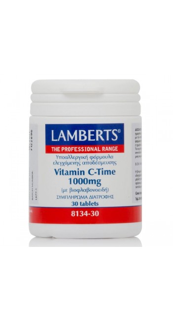 Lamberts Vitamin C Time Release Συμπλήρωμα Διατροφής Βιταμίνη C 1000mg για Τόνωση του Οργανισμού & Ενίσχυση του Ανοσοποιητικού Συστήματος, 30tabs 