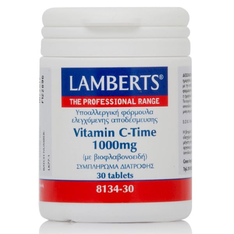 Lamberts Vitamin C Time Release Συμπλήρωμα Διατροφής Βιταμίνη C 1000mg για Τόνωση του Οργανισμού & Ενίσχυση του Ανοσοποιητικού Συστήματος, 30tabs 