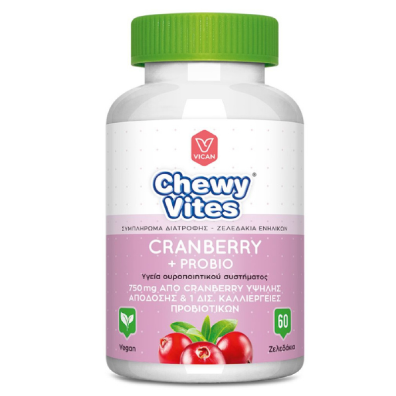 Vican Chewy Vites Cranberry + Probio Συμπλήρωμα Διατροφής Για Το Ουροποιητικό Σύστημα Ενηλίκων, 60τμχ