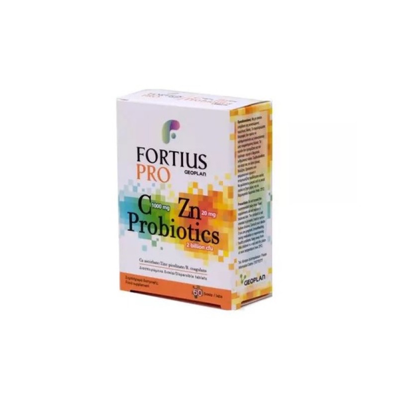 Geoplan Fortius Pro Probiotics Συμπληρώματα Διατροφής με Βιταμίνη C και Ψευδάργυρο, 60tabs 