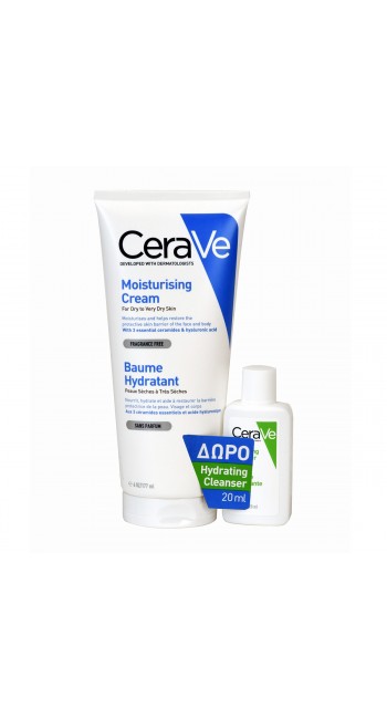 CeraVe Promo Moisturising Cream Ενυδατική Κρέμα για Ξηρό/Πολύ Ξηρό Δέρμα, 177ml & Δώρο Hydrating Cleanser Κρέμα Καθαρισμού, 20ml