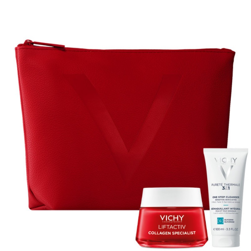 Vichy XMAS Liftactiv Collagen Κρέμα ημέρας με πεπτίδια κολλαγόνου για επανόρθωση ρυτίδων, 50ml & ΔΩΡΟ Γαλάκτωμα Καθαρισμού 3σε1, 100ml