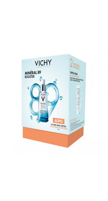 Vichy Promo Vichy Mineral 89 Hyaluronic Acid Ενυδατικό Booster Προσώπου για Καθημερινή Χρήση, 50ml & Δώρο UV-Age Daily SPF50+ Αντηλιακό Προσώπου, 15ml