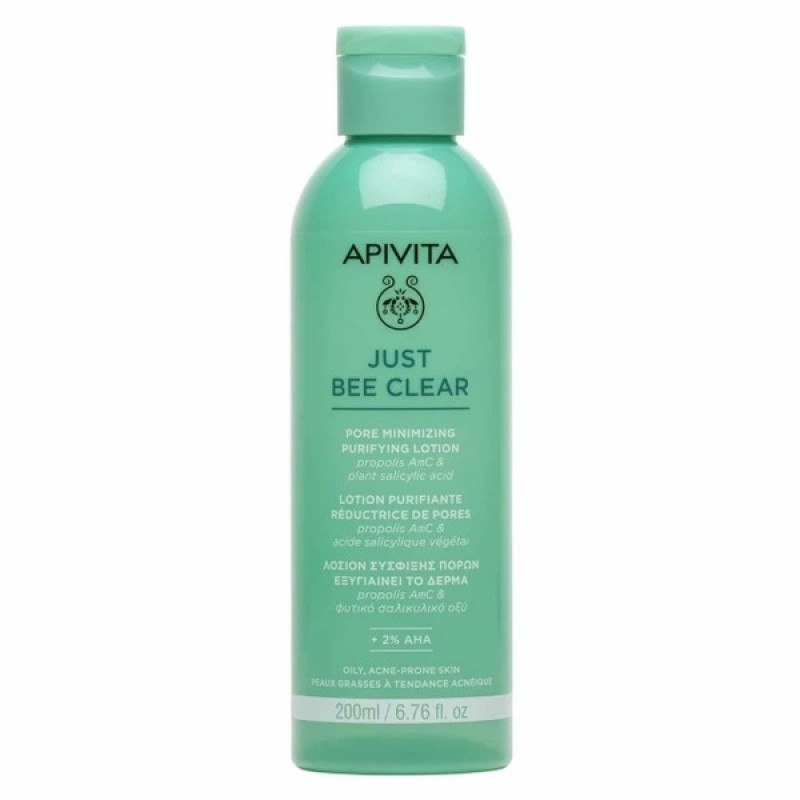 Apivita JUST BEE CLEAR Λοσιόν Σύσφιξης Πόρων με propolis AmC & Φυτικό Σαλικυλικό Οξύ, 200ml