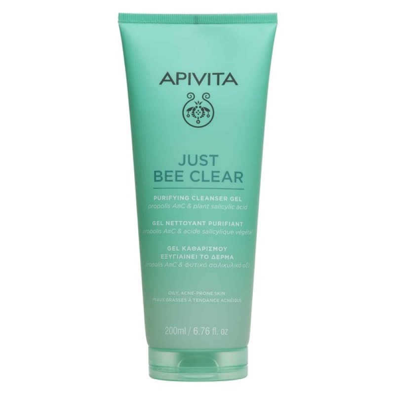 Apivita JUST BEE CLEAR Gel Καθαρισμού με propolis AmC & φυτικό σαλικυλικό οξύ, 200ml