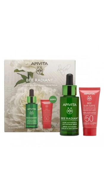 Apivita Promo Bee Radiant Ορός Προσώπου για Λάμψη & Ξεκούραστη Όψη, 30ml & Anti-Spot & Anti-Age Defence Κρέμα Προσώπου Κατά των Πανάδων & των Ρυτίδων SPF50, 15ml