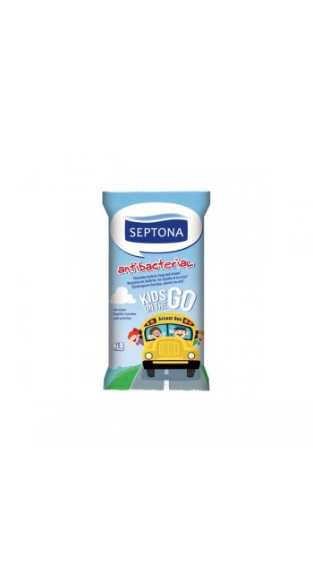 Septona Αντιβακτηριδιακά μαντηλάκια χεριών Kids on the Go, 15pcs