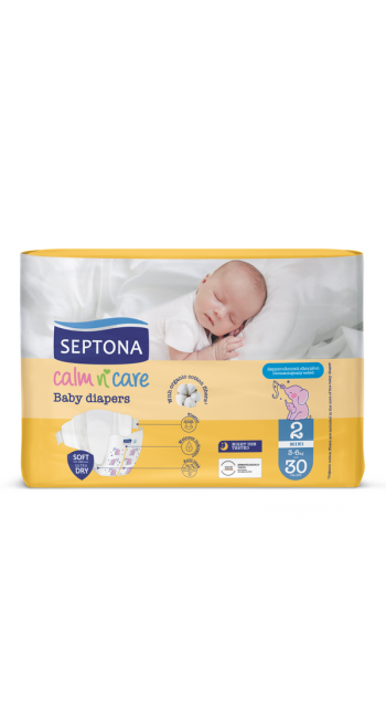 Septona Calm n' Care Baby Mini πανες με Αυτοκόλλητο 3-6kg No2, 30τμχ