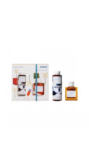 Korres Set Blue Sage Ανδρικό Αφρόλουτρο, 250ml & Eau De Toilette, 50ml