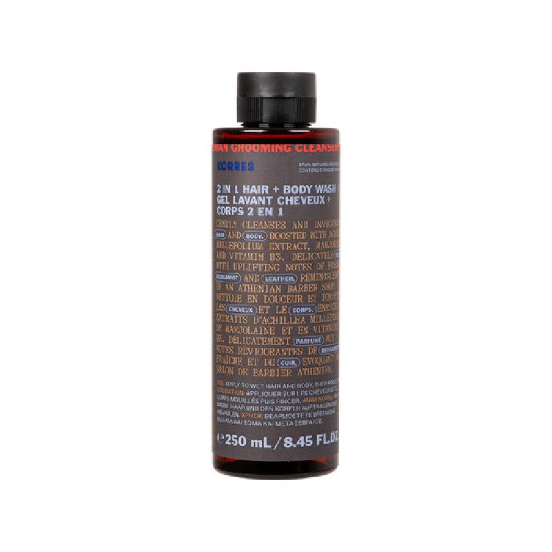 Korres Athenian Grooming Ανδρικό Σαμπουάν + Αφρόλουτρο 2 σε 1, 250ml