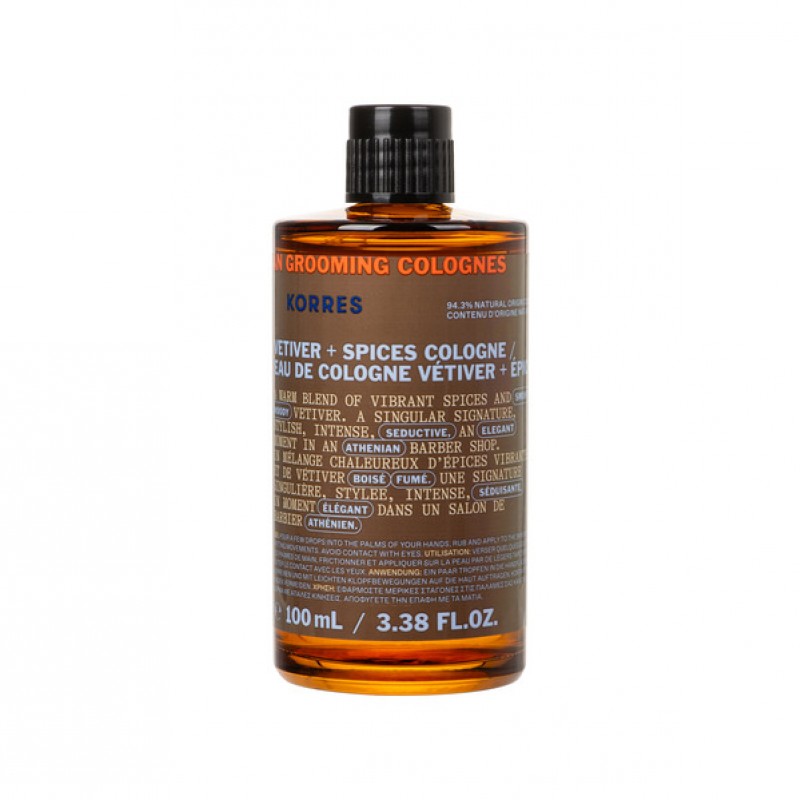 Korres ​Athenian Grooming Βέτιβερ + Μπαχαρικά Eau de Cologne, 100ml