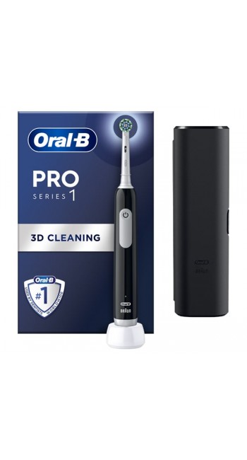 Oral-B Pro Series 1 Ηλεκτρική Οδοντόβουρτσα Mαύρη & Θήκη Ταξιδίου, 1τμχ