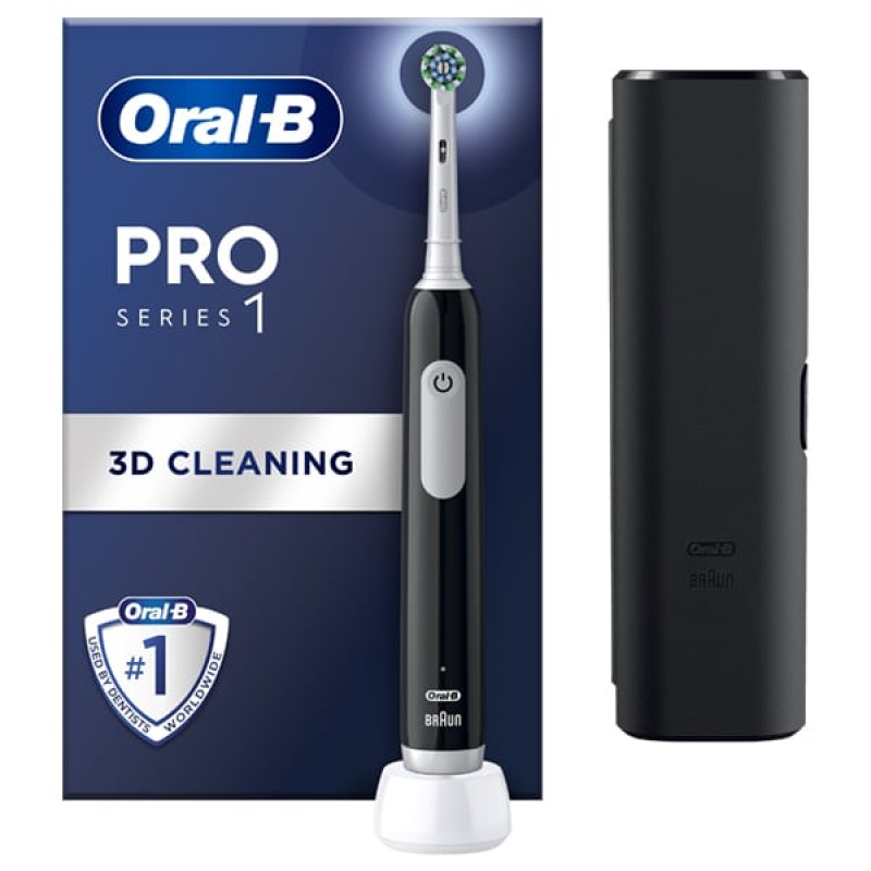 Oral-B Pro Series 1 Ηλεκτρική Οδοντόβουρτσα Mαύρη & Θήκη Ταξιδίου, 1τμχ