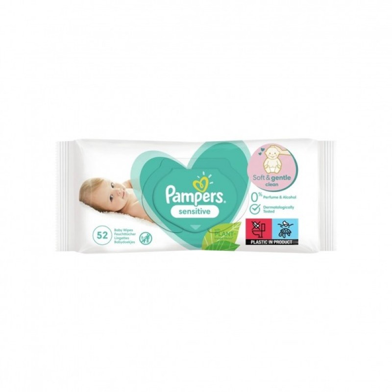 Pampers Μωρομάντηλα Sensitive, 1x52τμχ