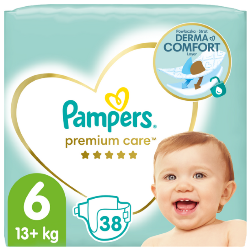 Pampers Premium Care No.6 (13+kg) Πάνες, 38τμχ