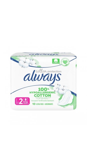 Always Cotton Protection Size 2 Long Σερβιέτες, 10τμχ