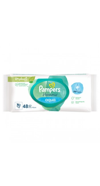 Pampers Μωρομάντηλα Aqua Pure 0% Plastic, 1x48τμχ