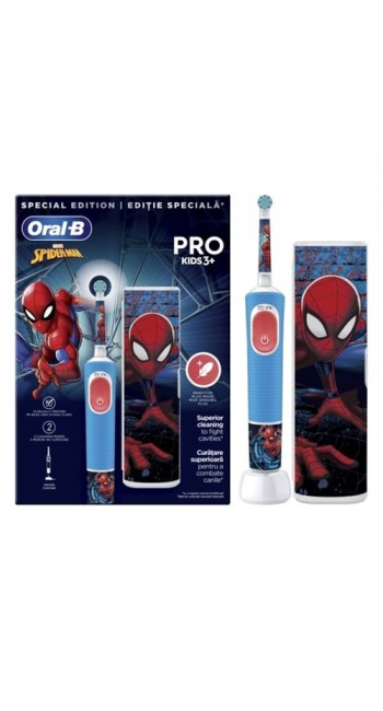 Oral-B Pro Kids Ηλεκτρική Οδοντόβουρτσα Spider-Man με Θήκη Ταξιδίου 3+ Ετών, 1τμχ