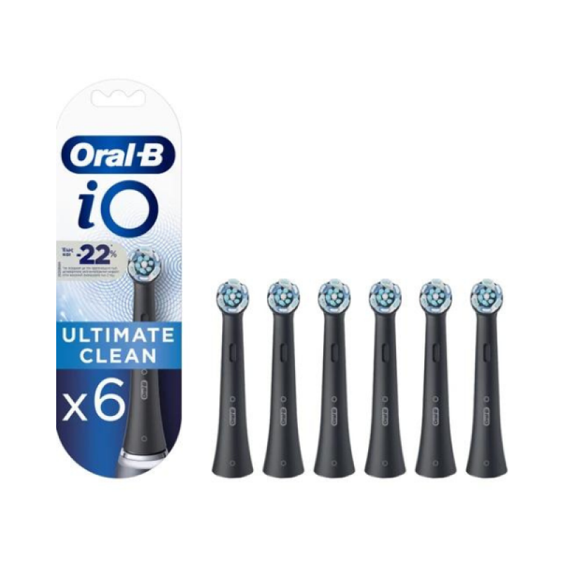 Oral-B iO Ultimate Clean Ανταλλακτικές Κεφαλές Ηλεκτρικής Οδοντόβουρτσας Μαύρο, 6τμχ