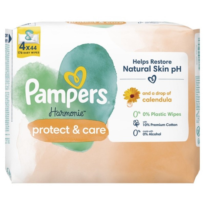 Pampers Harmonie Protect & Care Μωρομάντηλα, 4x44τμχ (176 τμχ)