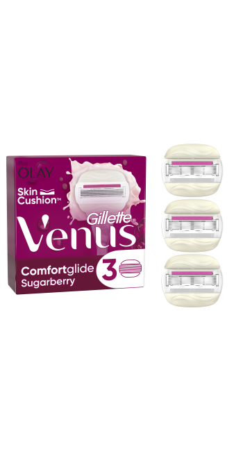 Gillette Venus ComfortGlide Sugarberry Ανταλλακτικές Κεφαλές Γυναικείας Ξυριστικής Μηχανής, 3τμχ